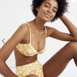 Madewell Second Wave Underwire Bikini Top Golden Afternoon small Yellow Floral